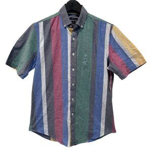 Club Room Button Up Men's Short Sleeve Shirt Blue Green White Black Size Small